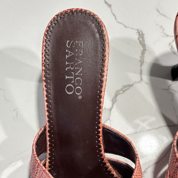 Franco Sarto Coral Snake Embossed Slide Slip on Sandals Heels Women's Size 8M - Picture 7 of 12